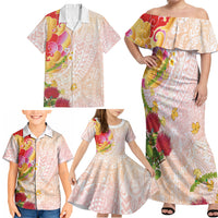 Japanese and Hawaiian Culture Fusion Family Matching Off Shoulder Maxi Dress and Hawaiian Shirt Irezumi with Turtles and Lei Kakau Pattern Sunset Vibe LT03 - Polynesian Pride