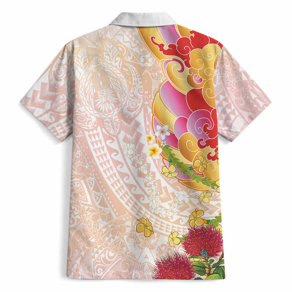 Japanese and Hawaiian Culture Fusion Hawaiian Shirt Irezumi with Turtles and Lei Kakau Pattern Sunset Vibe LT03 - Polynesian Pride