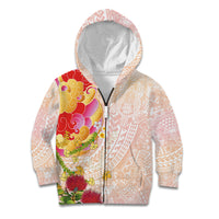 Japanese and Hawaiian Culture Fusion Kid Hoodie Irezumi with Turtles and Lei Kakau Pattern Sunset Vibe LT03 Zip Hoodie Multicolor - Polynesian Pride