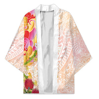 Japanese and Hawaiian Culture Fusion Kimono Irezumi with Turtles and Lei Kakau Pattern Sunset Vibe LT03 Unisex Multicolor - Polynesian Pride