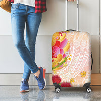 Japanese and Hawaiian Culture Fusion Luggage Cover Irezumi with Turtles and Lei Kakau Pattern Sunset Vibe LT03 - Polynesian Pride