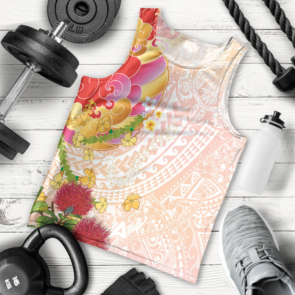 Japanese and Hawaiian Culture Fusion Men Tank Top Irezumi with Turtles and Lei Kakau Pattern Sunset Vibe LT03 - Polynesian Pride
