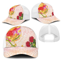 Japanese and Hawaiian Culture Fusion Mesh Trucker Cap Irezumi with Turtles and Lei Kakau Pattern Sunset Vibe LT03 - Polynesian Pride