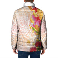 Japanese and Hawaiian Culture Fusion Padded Jacket Irezumi with Turtles and Lei Kakau Pattern Sunset Vibe LT03 - Polynesian Pride