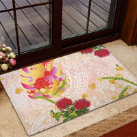Japanese and Hawaiian Culture Fusion Rubber Doormat Irezumi with Turtles and Lei Kakau Pattern Sunset Vibe LT03 - Polynesian Pride