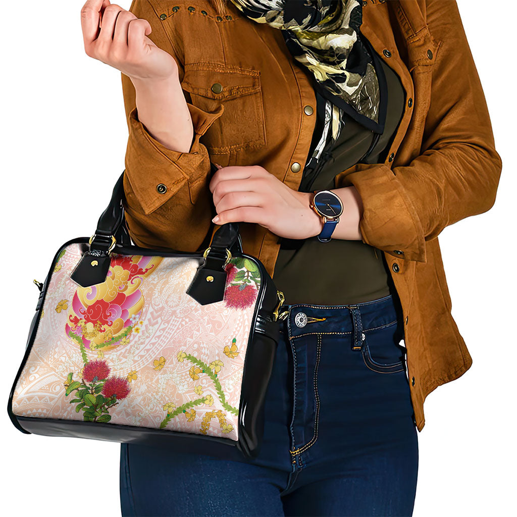 Japanese and Hawaiian Culture Fusion Shoulder Handbag Irezumi with Turtles and Lei Kakau Pattern Sunset Vibe LT03 - Polynesian Pride
