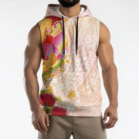 Japanese and Hawaiian Culture Fusion Sleeveless Hoodie Irezumi with Turtles and Lei Kakau Pattern Sunset Vibe LT03 - Polynesian Pride