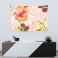 Japanese and Hawaiian Culture Fusion Tapestry Irezumi with Turtles and Lei Kakau Pattern Sunset Vibe LT03 - Polynesian Pride