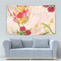 Japanese and Hawaiian Culture Fusion Tapestry Irezumi with Turtles and Lei Kakau Pattern Sunset Vibe LT03 - Polynesian Pride