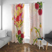 Japanese and Hawaiian Culture Fusion Window Curtain Irezumi with Turtles and Lei Kakau Pattern Sunset Vibe LT03 With Grommets Multicolor - Polynesian Pride