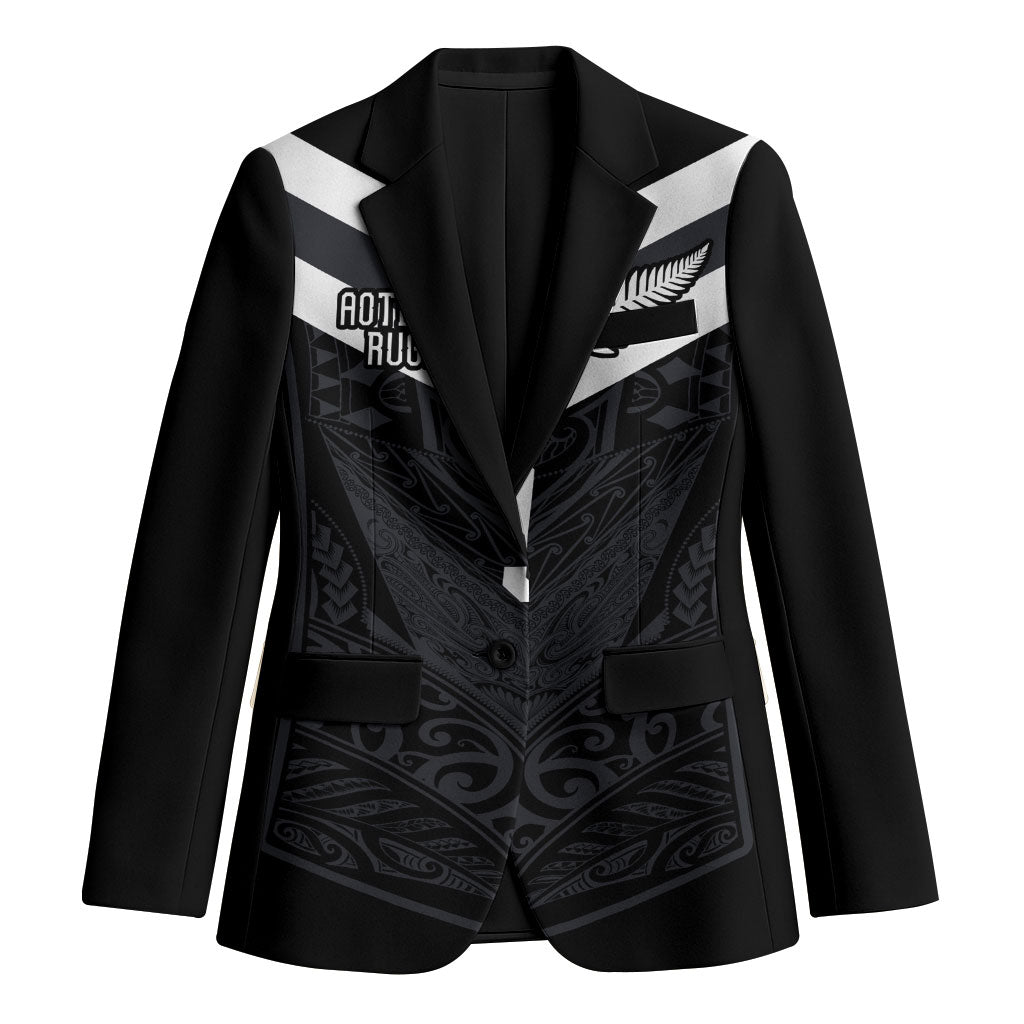 Aotearoa Rugby Custom Blazer Maori Tribal Motifs Stripes-Sporty Style LT03 Unisex Black - Polynesian Pride