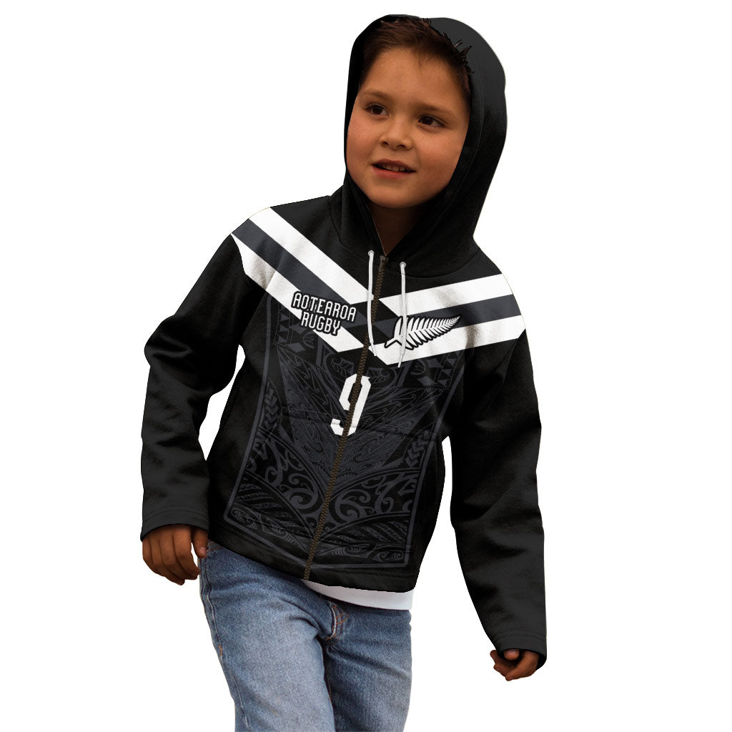 Aotearoa Rugby Custom Kid Hoodie Maori Tribal Motifs Stripes-Sporty Style LT03 - Polynesian Pride