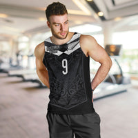 Aotearoa Rugby Custom Men Tank Top Maori Tribal Motifs Stripes-Sporty Style LT03 Black - Polynesian Pride