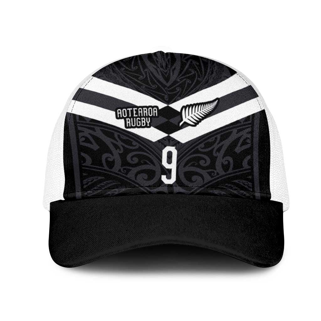Custom Aotearoa Rugby Mesh Trucker Cap Maori Tribal Motifs Stripes-Sporty Style LT03 One Size White Black - Polynesian Pride
