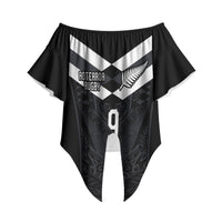 Aotearoa Rugby Custom Off Shoulder Wrap Waist Top Maori Tribal Motifs Stripes-Sporty Style LT03 - Polynesian Pride