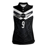 Aotearoa Rugby Custom Women Sleeveless Polo Shirt Maori Tribal Motifs Stripes-Sporty Style LT03 Female Black - Polynesian Pride