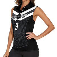 Aotearoa Rugby Custom Women Sleeveless Polo Shirt Maori Tribal Motifs Stripes-Sporty Style LT03 - Polynesian Pride