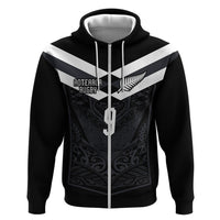 Aotearoa Rugby Custom Zip Hoodie Maori Tribal Motifs Stripes-Sporty Style LT03 Zip Hoodie Black - Polynesian Pride