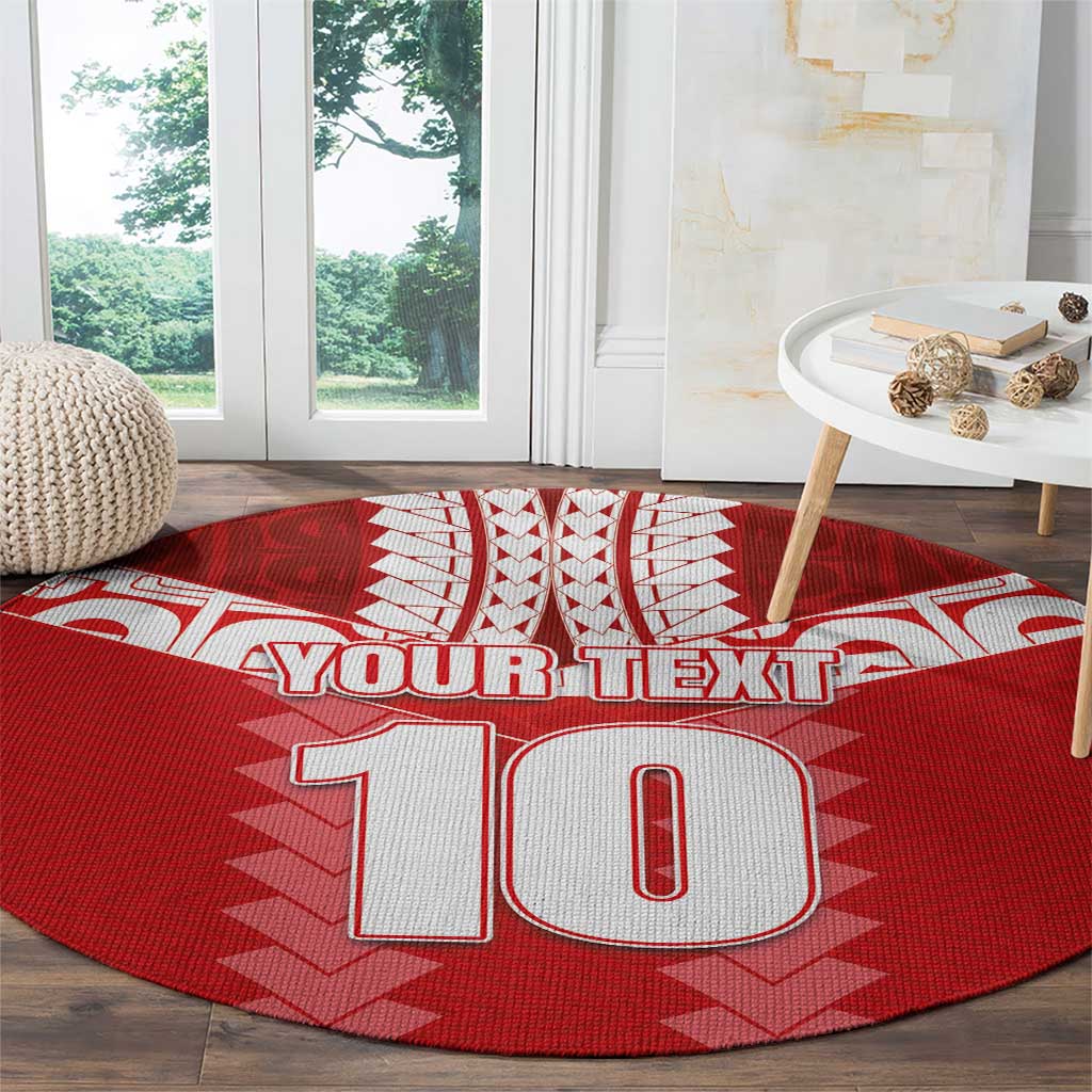 Custom Tahiti Football Polynesian Pattern Round Carpet