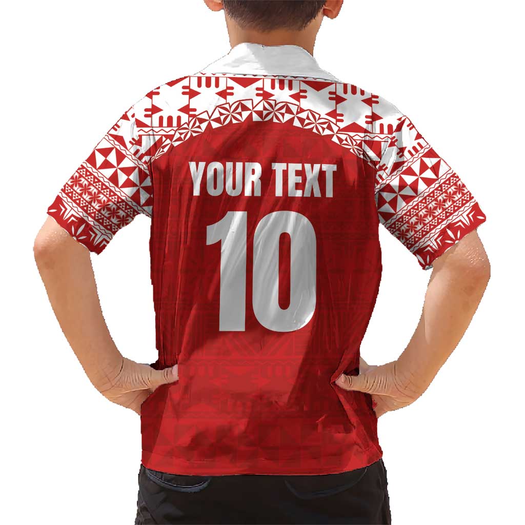 Custom Tonga Football Ngatu Tribal Tattoo Kid Hawaiian Shirt