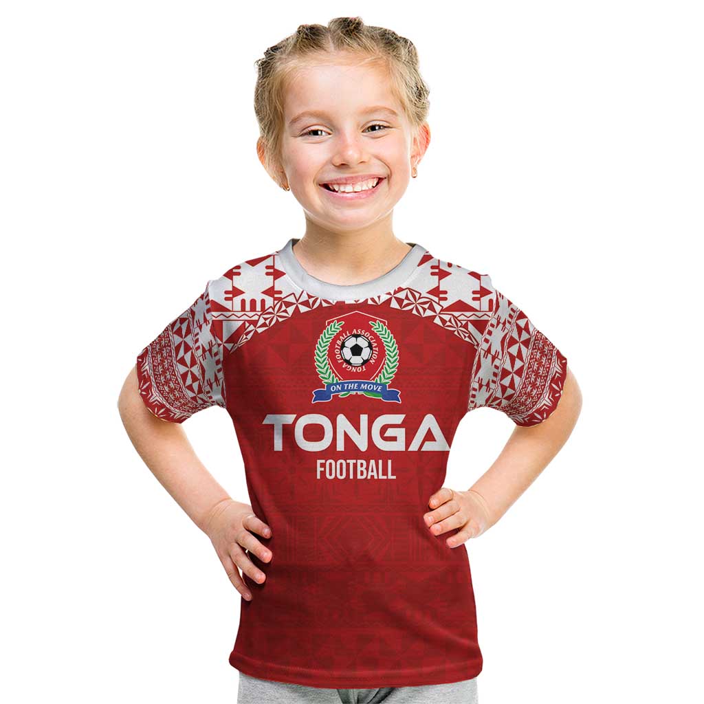 Custom Tonga Football Ngatu Tribal Tattoo Kid T Shirt LT03 Red - Polynesian Pride