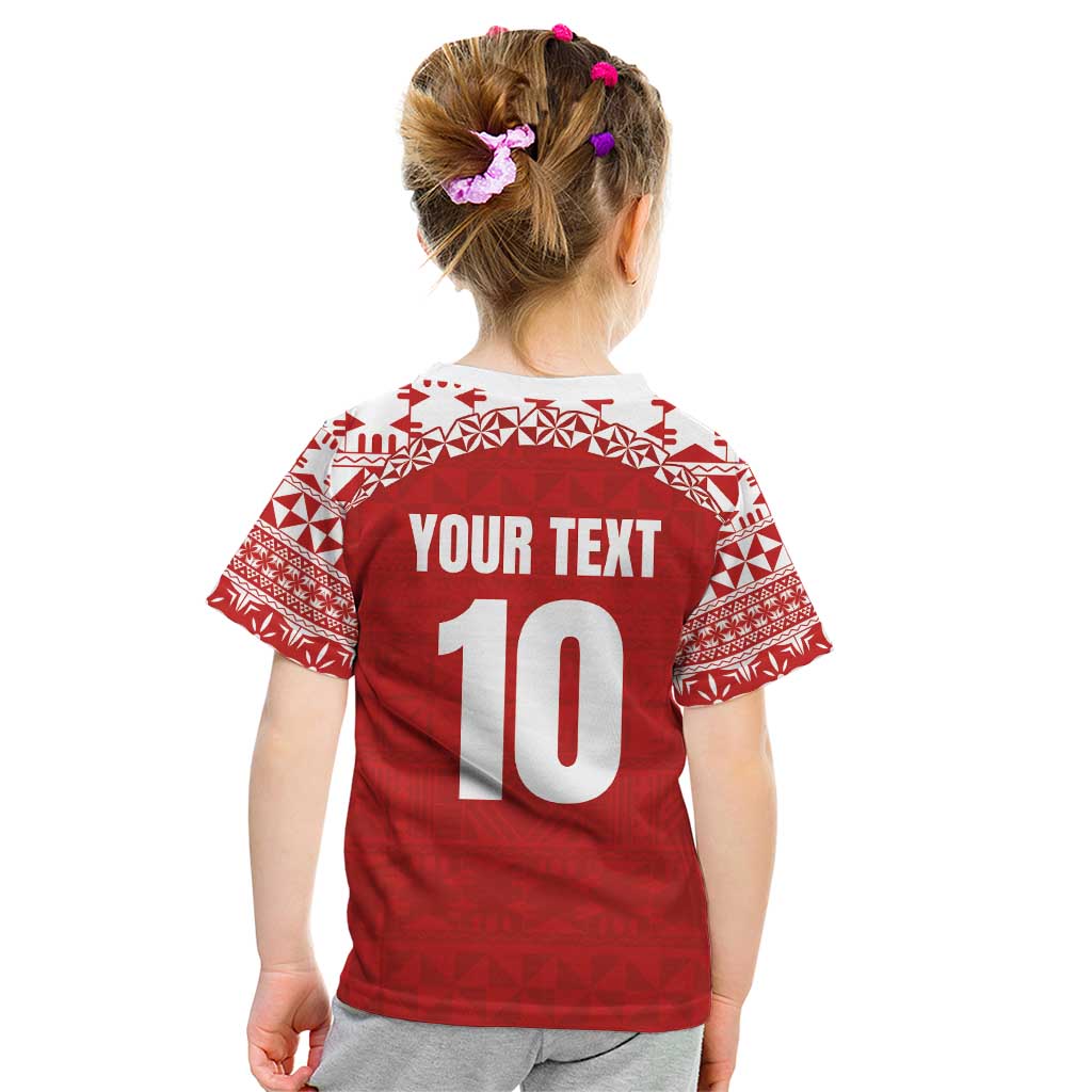 Custom Tonga Football Ngatu Tribal Tattoo Kid T Shirt LT03 - Polynesian Pride