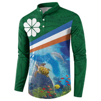 Marshall Islands Kwajalein Atoll Button Sweatshirt Polynesian Pattern and Undersea Animals