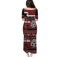 New Zealand Culture Puletasi Kia Ora Aotearoa Moko Tattoo Mask with Waka and Maori Art Pattern