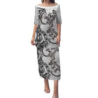 New Zealand Gecko Maori Art Tattoo Puletasi White Color