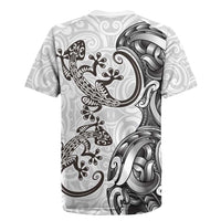 New Zealand Gecko Maori Art Tattoo Rugby Jersey White Color