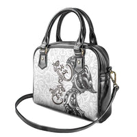 New Zealand Gecko Maori Art Tattoo Shoulder Handbag White Color