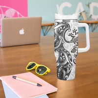 New Zealand Gecko Maori Art Tattoo Tumbler With Handle White Color