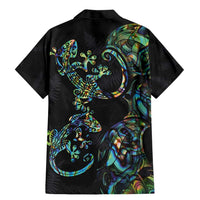 New Zealand Gecko Maori Art Tattoo Family Matching Mermaid Dress and Hawaiian Shirt Silver Fern and Paua Shell Mode