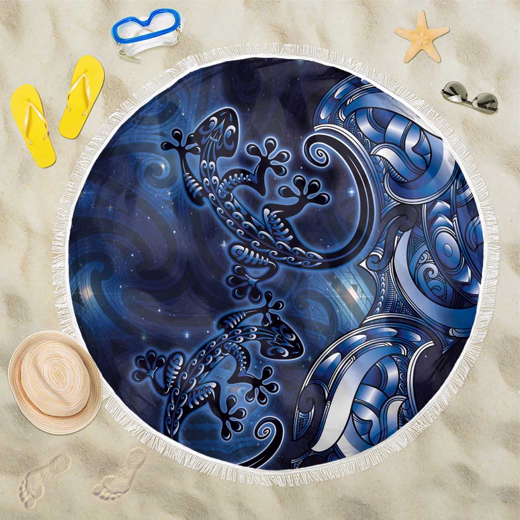 New Zealand Gecko Maori Art Tattoo Beach Blanket Matariki Mode
