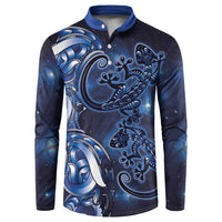 New Zealand Gecko Maori Art Tattoo Button Sweatshirt Matariki Mode