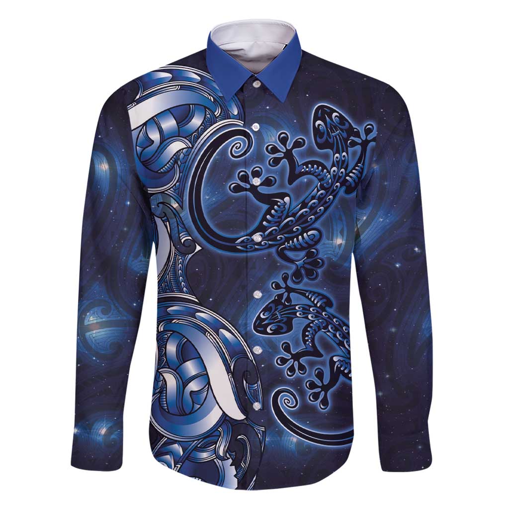 New Zealand Gecko Maori Art Tattoo Family Matching Short Sleeve Bodycon Dress and Hawaiian Shirt Matariki Mode
