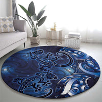 New Zealand Gecko Maori Art Tattoo Round Carpet Matariki Mode