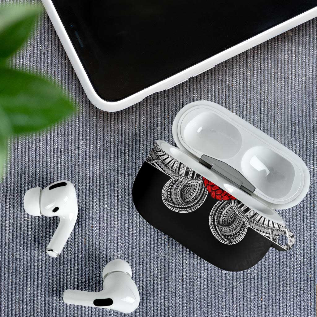 Samoan Traditional Art Tattoos AirPods Case Tatau Tribal Motifs with Ula Fala Black - Polynesian Pride