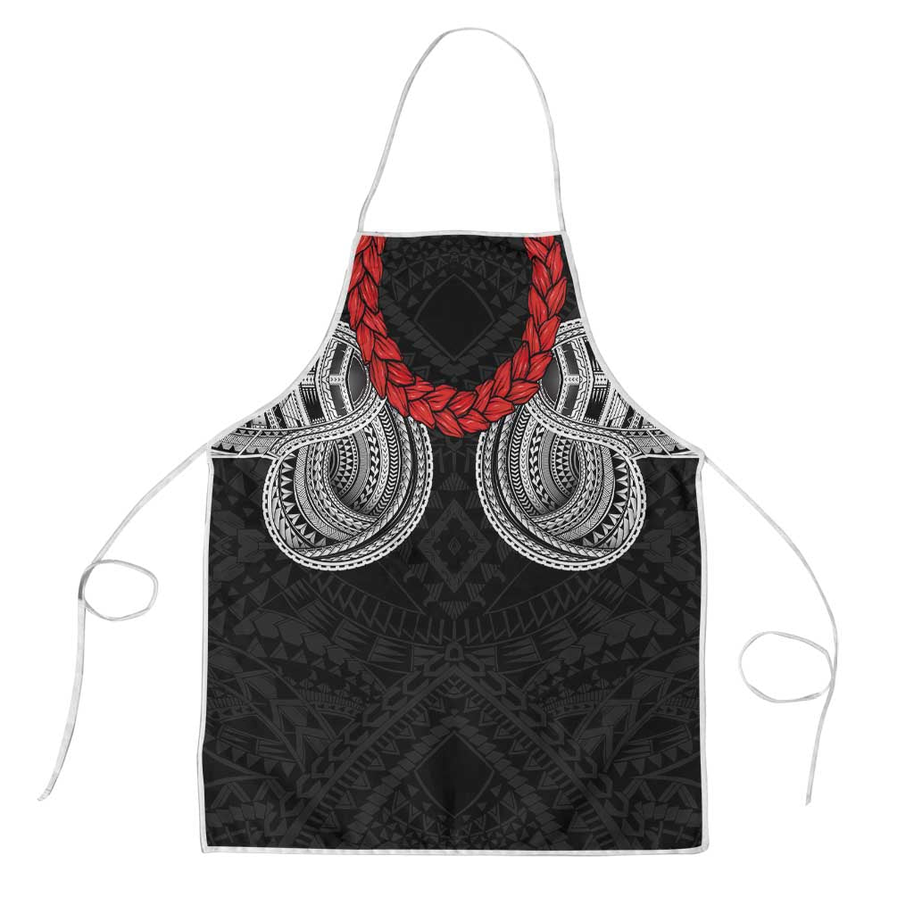 Samoan Traditional Art Tattoos Apron Tatau Tribal Motifs with Ula Fala Black - Polynesian Pride