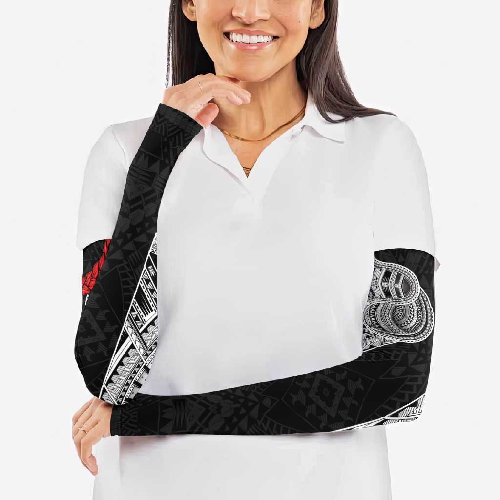 Samoan Traditional Art Tattoos Arm Sleeves Tatau Tribal Motifs with Ula Fala Black - Polynesian Pride