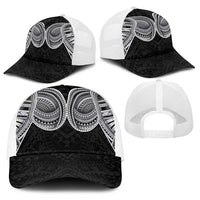 Samoan Traditional Art Tattoos Baseball Net Cap Tatau Tribal Motifs with Ula Fala Black - Polynesian Pride