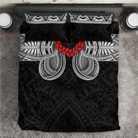 Samoan Traditional Art Tattoos Bedding Set Tatau Tribal Motifs with Ula Fala Black - Polynesian Pride