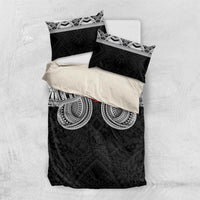 Samoan Traditional Art Tattoos Bedding Set Tatau Tribal Motifs with Ula Fala Black - Polynesian Pride