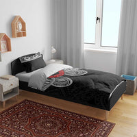 Samoan Traditional Art Tattoos Bedding Set Tatau Tribal Motifs with Ula Fala Black - Polynesian Pride