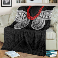 Samoan Traditional Art Tattoos Blanket Tatau Tribal Motifs with Ula Fala Black - Polynesian Pride