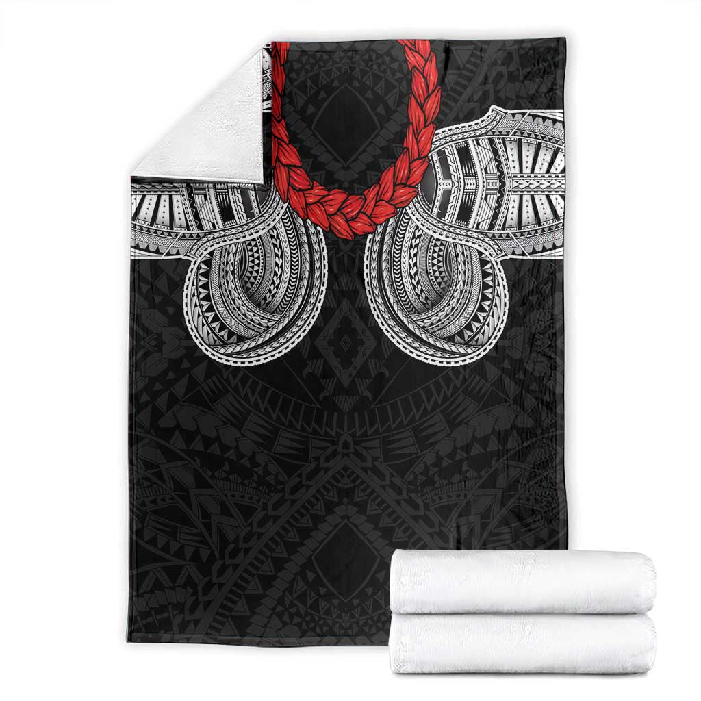 Samoan Traditional Art Tattoos Blanket Tatau Tribal Motifs with Ula Fala Black - Polynesian Pride