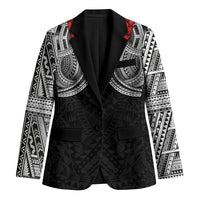 Samoan Traditional Art Tattoos Blazer Tatau Tribal Motifs with Ula Fala Black - Polynesian Pride