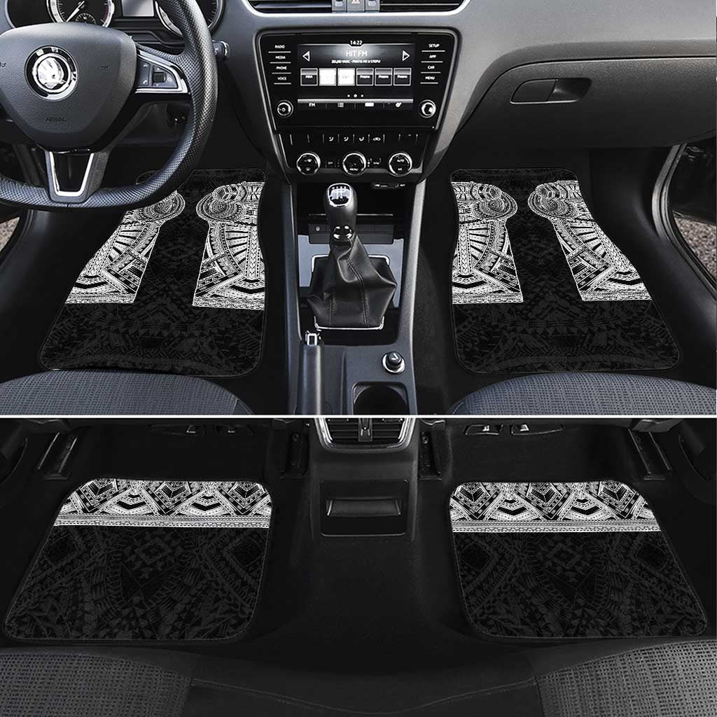Samoan Traditional Art Tattoos Car Mats Tatau Tribal Motifs with Ula Fala Black - Polynesian Pride