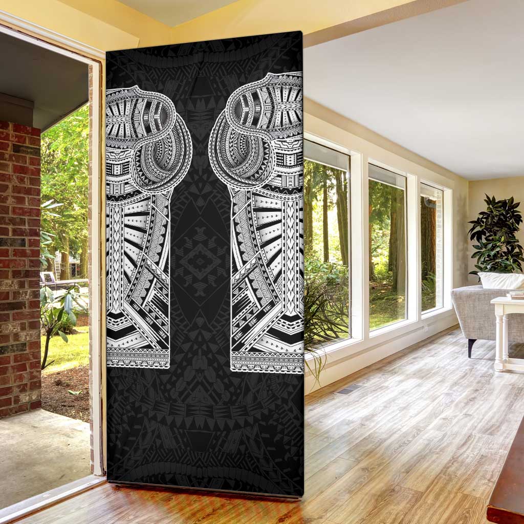 Samoan Traditional Art Tattoos Door Cover Tatau Tribal Motifs with Ula Fala Black - Polynesian Pride