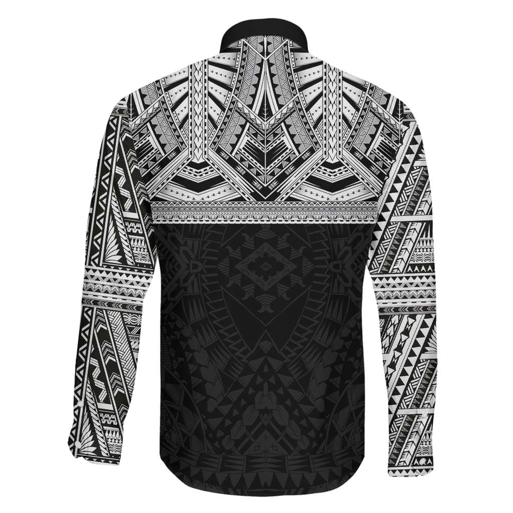 Samoan Traditional Art Tattoos Family Matching Long Sleeve Bodycon Dress and Hawaiian Shirt Tatau Tribal Motifs with Ula Fala Black - Polynesian Pride